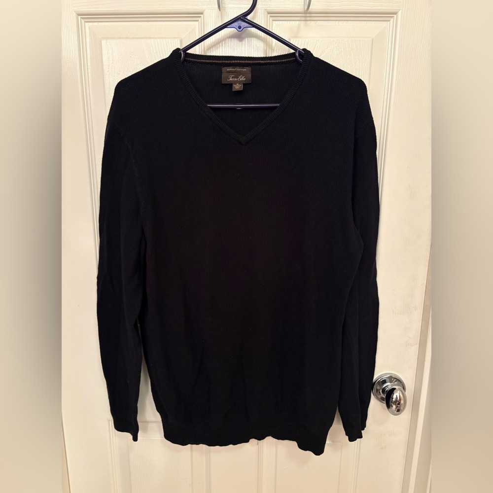 Tasso Elba Men's Black V-Neck Sweater Size Medium